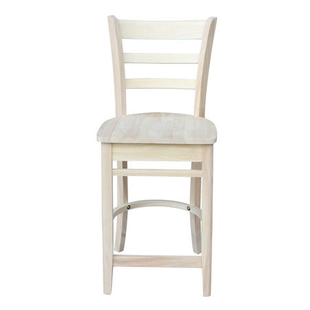 International Concepts Emily Counter Height Stool, 24" Seat Height, Unfinished S-6172